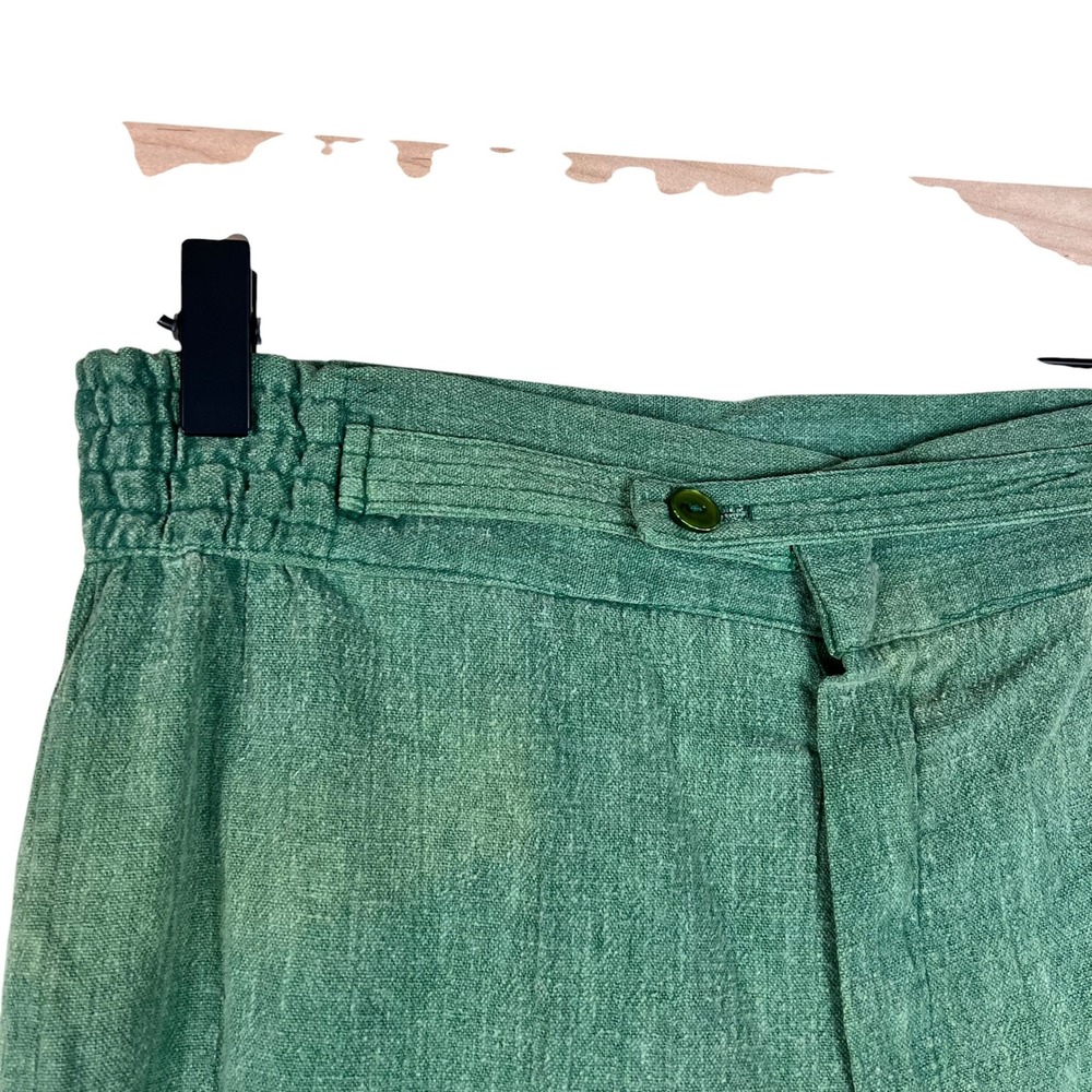 Vintage 70s Alfred Paquette Byer California Green Wide Leg High Waist Pants - Picture 2 of 12